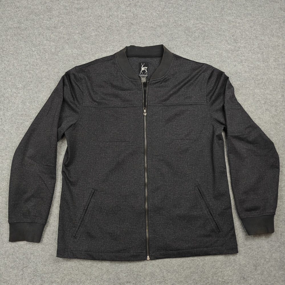 KANE & UNKE Jacket Mens XL Extra Large Gray Bomber Nylon Full Zip Pockets